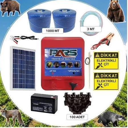Pars Elektrikli Çit Ayı-Domuz Kovucu Eco Set 1000 (Demir Direk İzolatörlü)