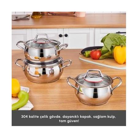 Karaca Emirgan İndüksiyon Tabanlı 6 Parça Çelik Midi Set