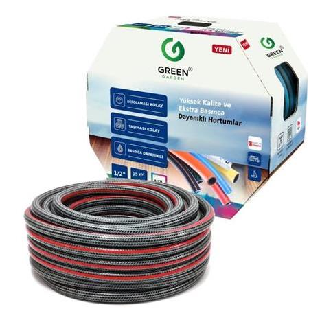 Greengarden 481225 Süper Flex Örgülü Bahçe Hortumu 1/2-25 mt
