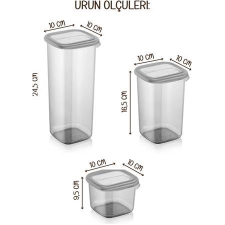 Pars Beyaz Serigrafi Etiketli 24lü Peggy Kare Erzak Ve Baharat Full Set 8x(1,2, 0,55, 0,45) Ant